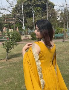 Vibrant Yellow fully flair  Ethnic Anarkali