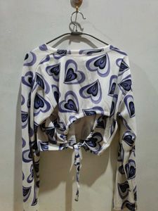 Cute Cropped Heart Print Top