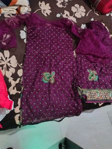wine full flare plazzo suit dupatta