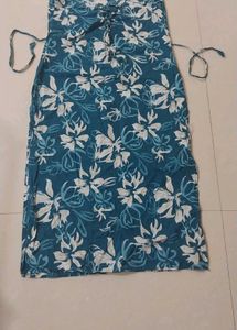 Blue Floral Halter cotton long kurti