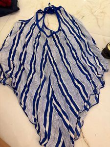 Blue &amp; White Striped Halter Top