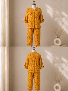 Yellow Floral Print Pajama Set