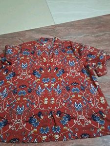 Boho Floral Print Button-Up Shirt