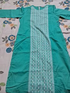 Teal Embroidered Kurta