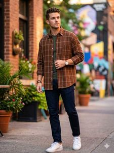 Men's Brown Long Sleeve Shirt