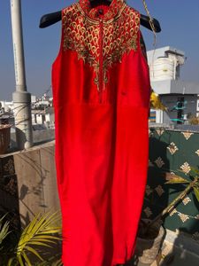 Elegant Red Embroidered Kurti.