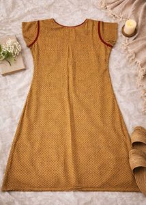New Stylish Yellow Kurta with Embroidered Neckline