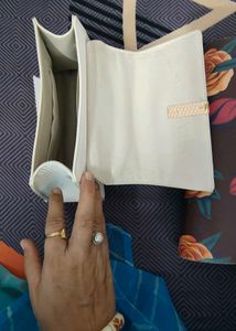 Chic White Textured Handbag