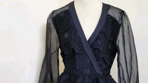Black Sheer Sleeve Party Dress