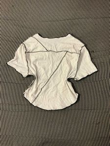 White Top with Black Stitch Detail