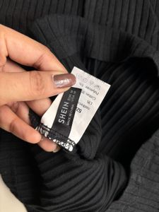 Black Ribbed Turtle Neck Mini Dress