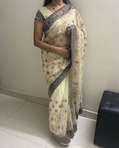 Embroidered Net saree with blouse