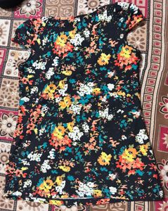 floral black and orange Top