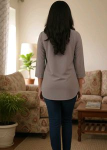 Gray Pleated Tunic Top