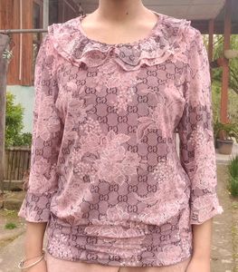 Elegant Lace Blouse with Floral Print