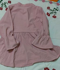 Chic Pink Bell Sleeve Peplum Top