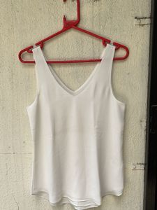 Classic White V-Neck Sleeveless Top