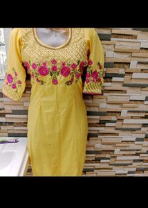 Yellow Embroidered Kurta