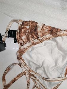 Marble Print String Bikini Top