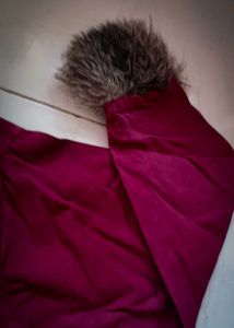 Maroon Faux Fur Trimmed Jacket