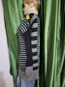 Striped Cowl Neck Tunic Sweater