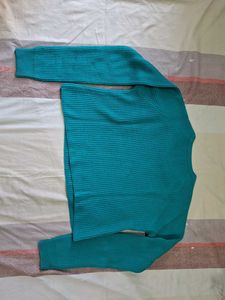 Teal Ribbed Knit Sweater