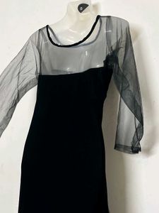 pinteresty Elegant Black Velvet Evening Dress