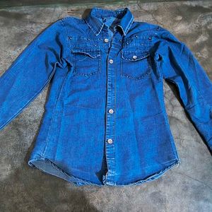 Classic Blue Denim Shirt with Studs
