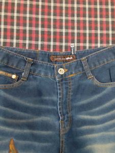 Flared Whimsical Autumn Inspired Leaf Design Jeans