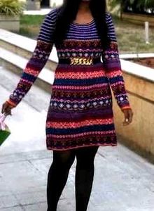 Boho Print Long Sleeve Dress