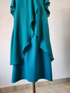 Chic Teal Layered Midi Dress Length 42 Inches