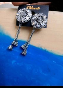 Oxidized Silver Jhumka Earrings