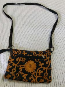 Embroidered Black Sling Bag(handmade)