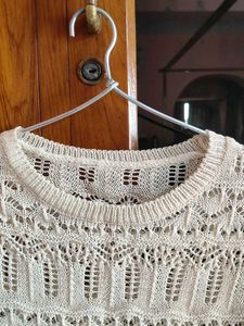 Cream Cable Knit Short Sleeve Top