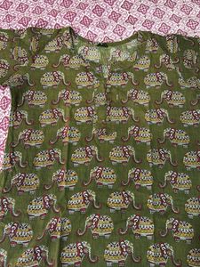 Elephant Print Cotton Top