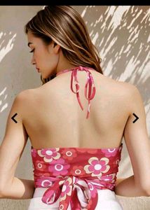 Floral Halter Neck Crop Top