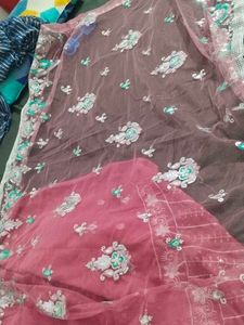 Elegant Pink Embroidered Saree