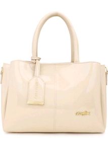 Elegant Beige Patent Leather Handbag
