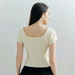 Cream Cable Knit Bow Top(SAVANA)