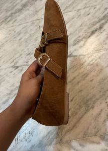 Brown Suede Mary Jane Flats