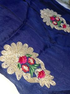 Blue Embroidered Fabric