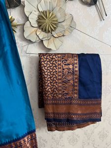 Vibrant Blue Pleated Ethnic Skirt amd duppta