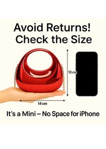 Red Metallic Circle Handle Bag