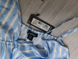 Blue and White Striped Peplum Top