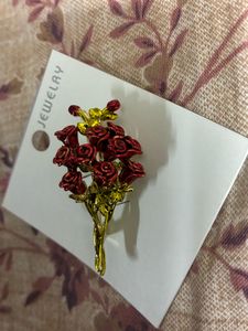 Charming Red Rose Brooch Pin
