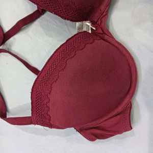 Maroon ⚛️Lace Trimmed Bra