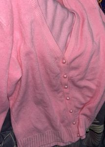 Pink Button-Down Cardigan