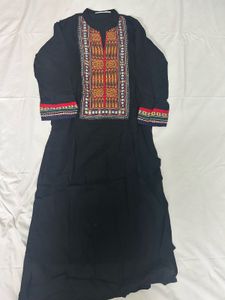 Embroidered Black Kurta