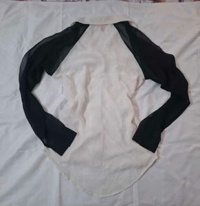 Chic y2k White &amp; Black Button-Up Shirt