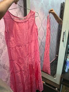 Pink Kurta Set with Printed Jacket